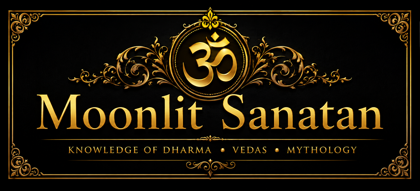 Moonlit Sanatan emblem with gold accents