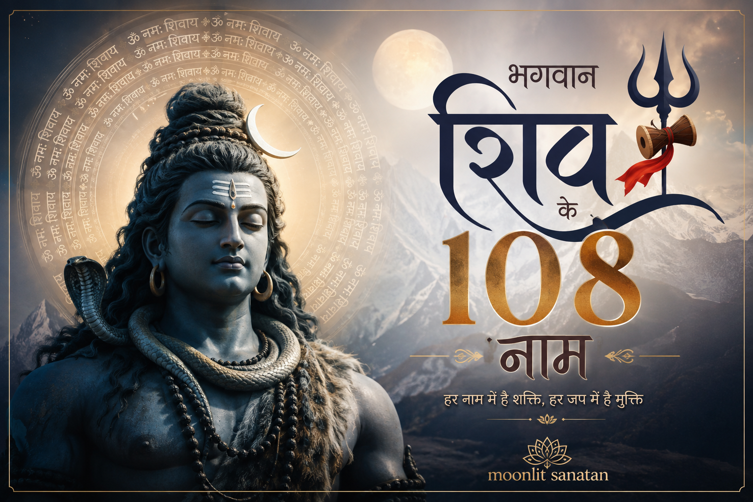 भगवान शिव के 108 नाम: अर्थ सहित संपूर्ण सूची