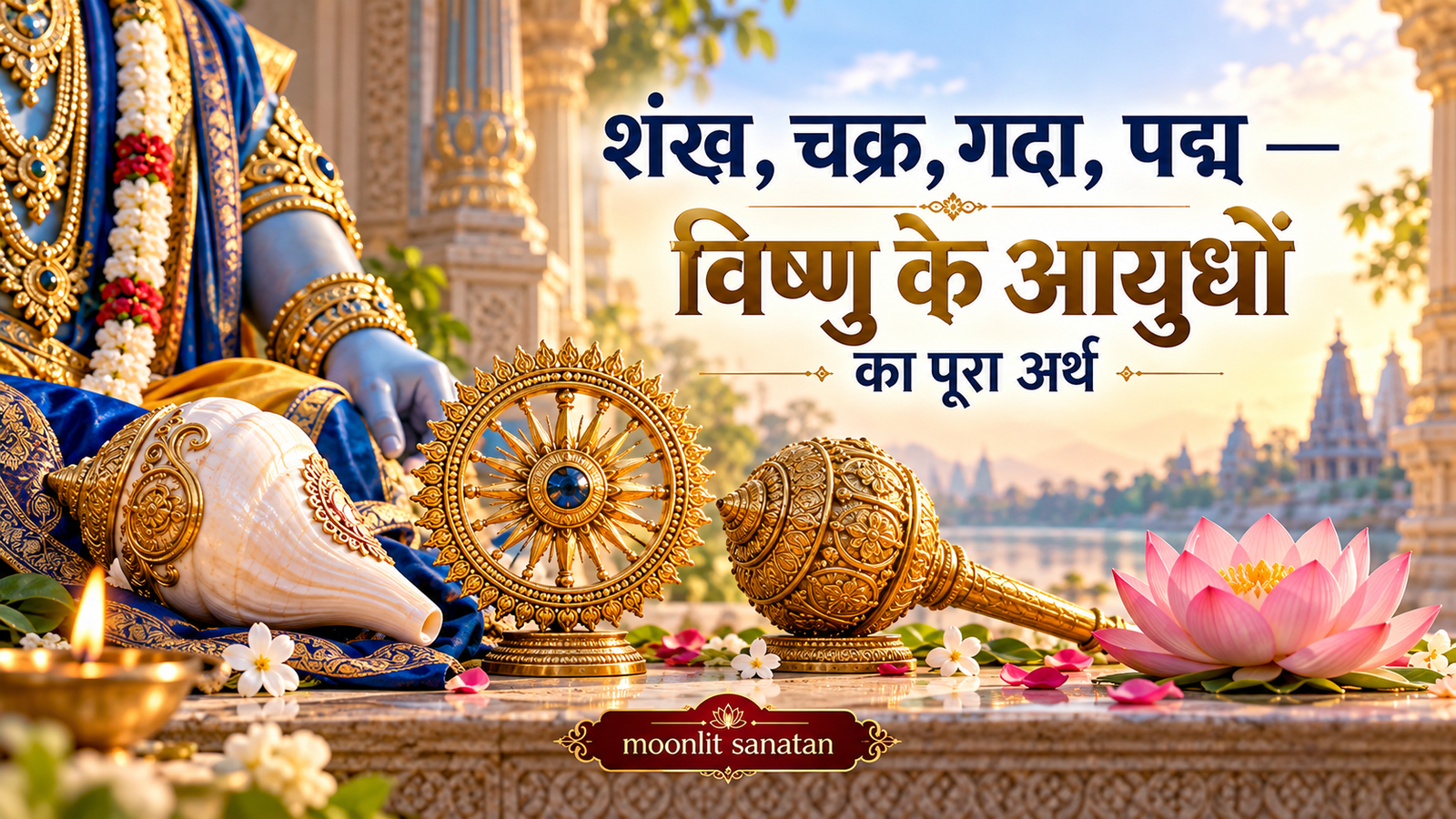मूर्ति के हाथों में कौन सा आयुध क्या कहता है (शंख-चक्र-गदा-पद्म)